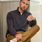  Ribbed Interlock Half Zip