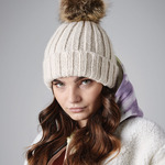 Faux Fur Pom Pom Chunky Beanie